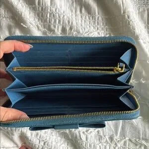 Prada | Bags | Prada Blue Wallet With Bow Accent | Poshmark display picture 1